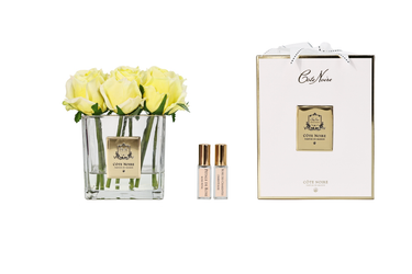 Couture Nine Rose Buds - Clear with Gold Badge - Yellow - SVC908 (Carton of 2)
